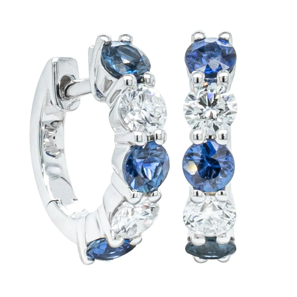 18ct White Gold Sapphire & Diamond Panorama Hoop Earrings