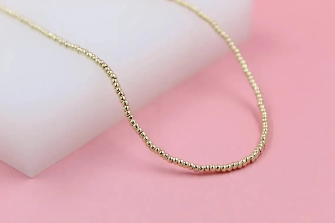 18K Gold-Filled 16" 2mm Beaded Chain Necklace