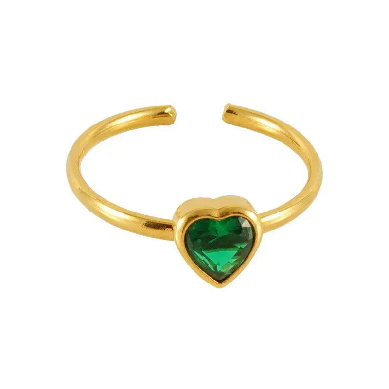 18K Gold-Plated Adjustable Heart Zircon Ring – A Perfect Romantic Gift