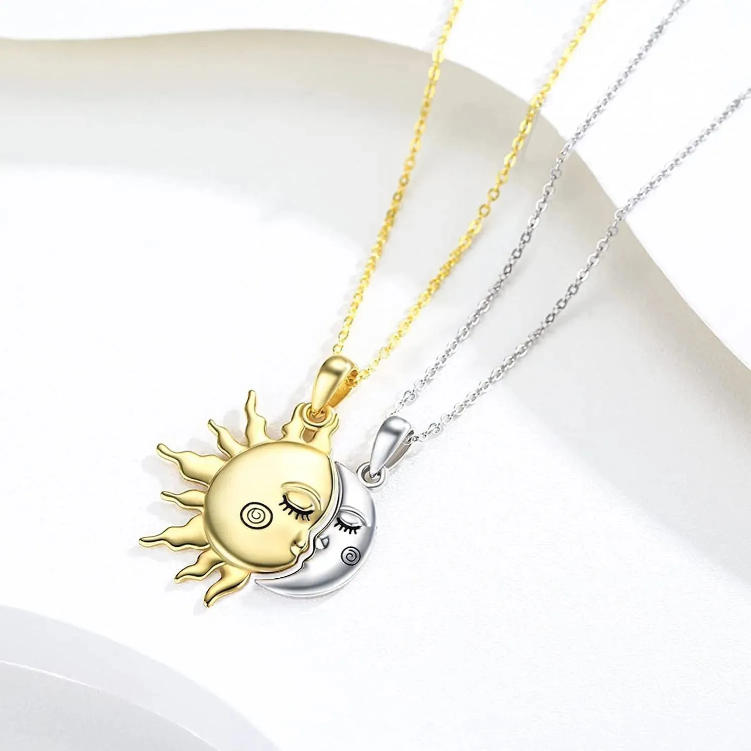 18K Golden Magnetic Sun Star Necklace Fashion Personality Couple Pendant Necklace Valentine's Day Gift