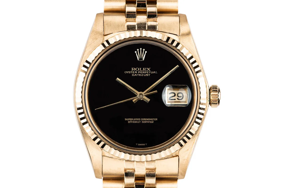 1972 Rolex 18K YG DateJust 1601 with Onyx Dial