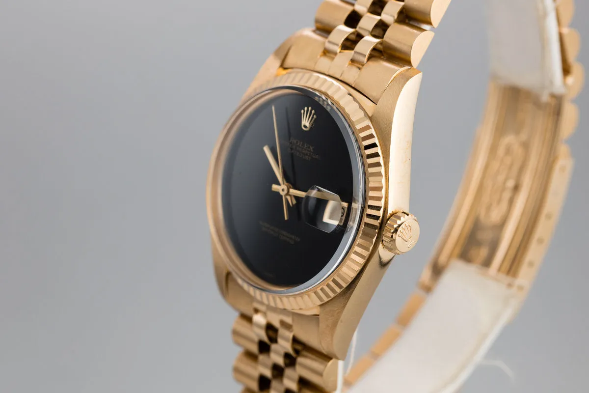 1972 Rolex 18K YG DateJust 1601 with Onyx Dial