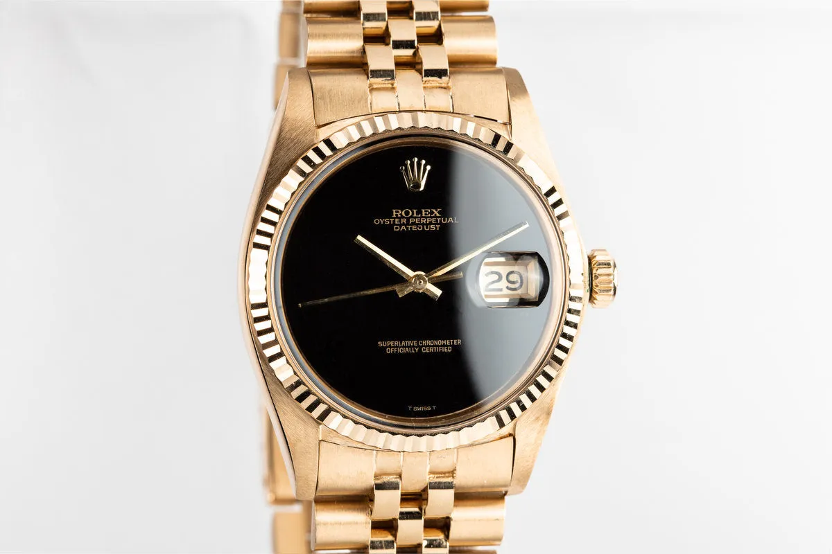 1972 Rolex 18K YG DateJust 1601 with Onyx Dial