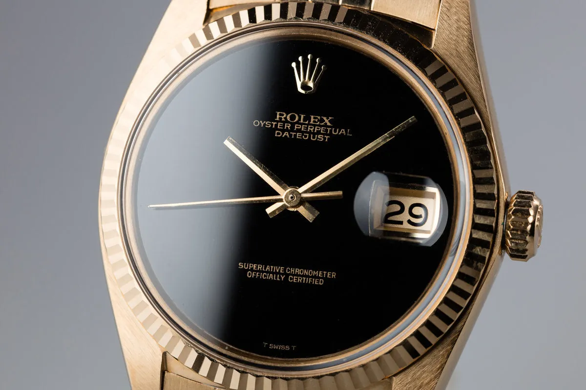 1972 Rolex 18K YG DateJust 1601 with Onyx Dial