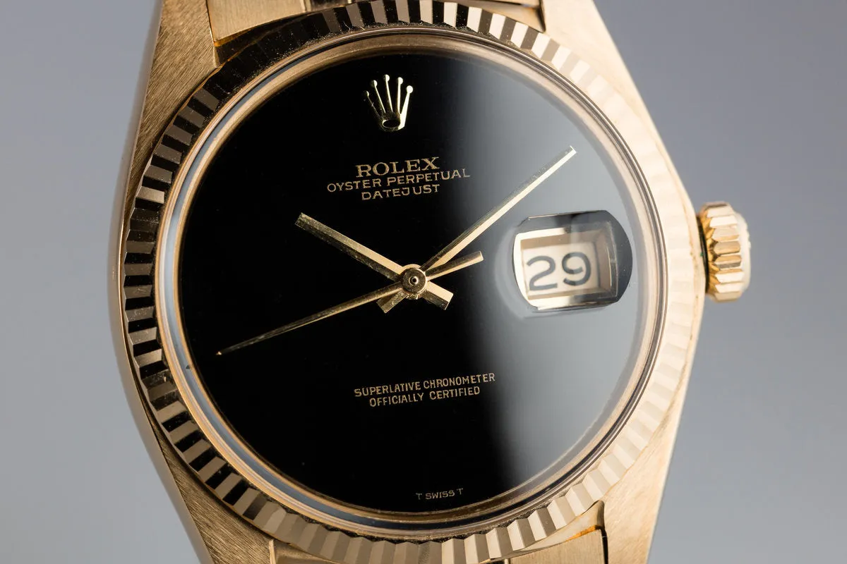 1972 Rolex 18K YG DateJust 1601 with Onyx Dial