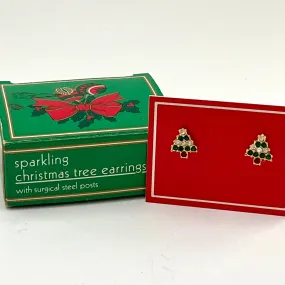 1989 Avon Sparkling Christmas Tree Earrings