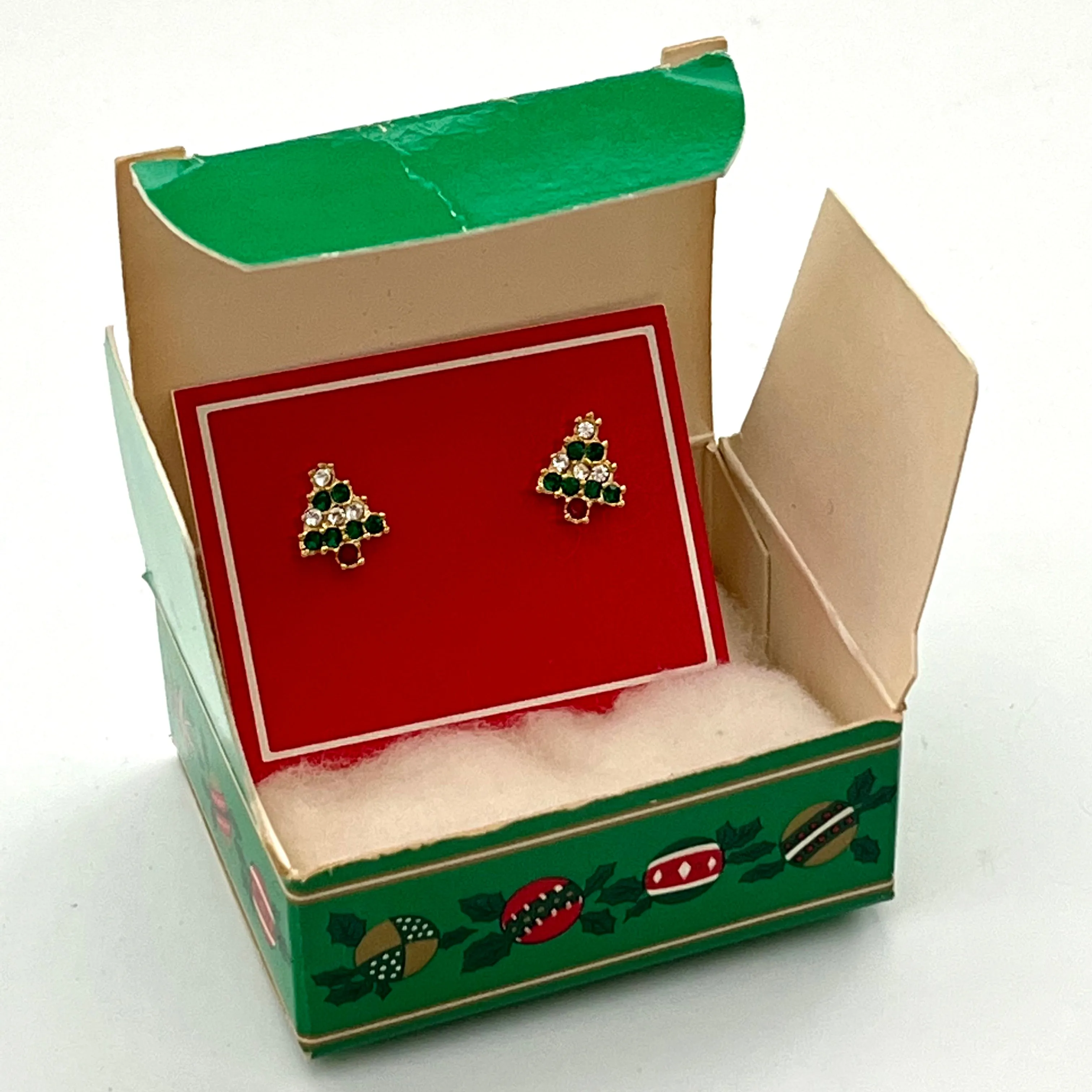 1989 Avon Sparkling Christmas Tree Earrings