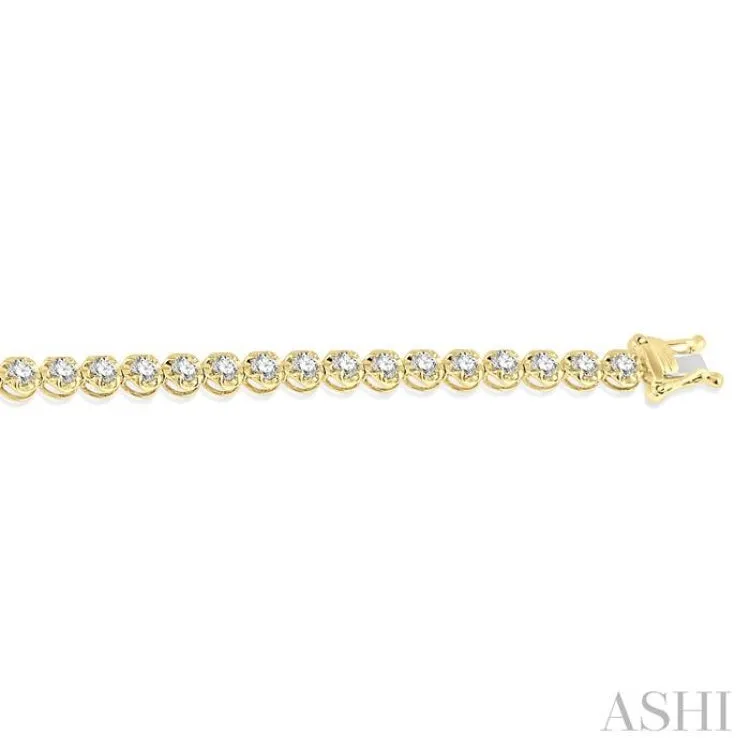 3 Ctw Round Cut Diamond Illusion Bracelet in 10K Yellow Gold