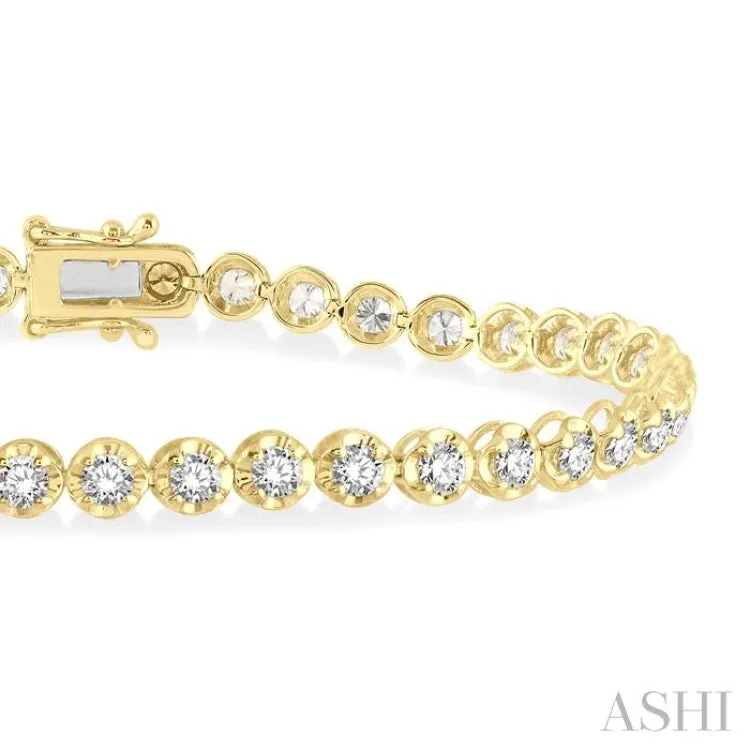 3 Ctw Round Cut Diamond Illusion Bracelet in 10K Yellow Gold