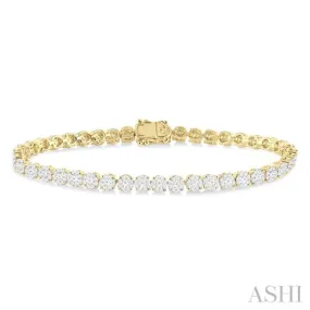 3 Ctw Round Cut Lovebright Diamond Bracelet in 14K Yellow and White Gold