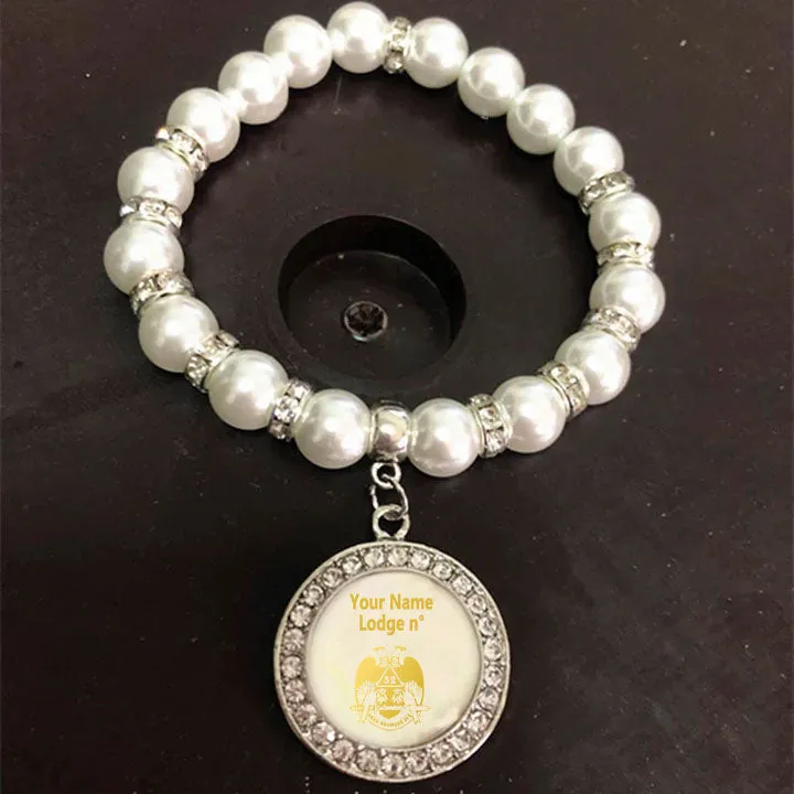 32nd Degree Scottish Rite Bracelet - Wings Down Gold and White