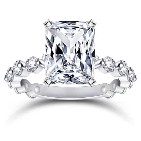 (4CT) 5A Ice Cut Rectangle Zircon Beading Cathedral Silver Ring for Women