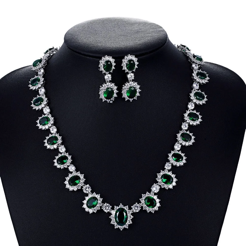 5A Grade Cubic zirconia Bridal Sets, Necklace Earring Set for Wedding CN10142