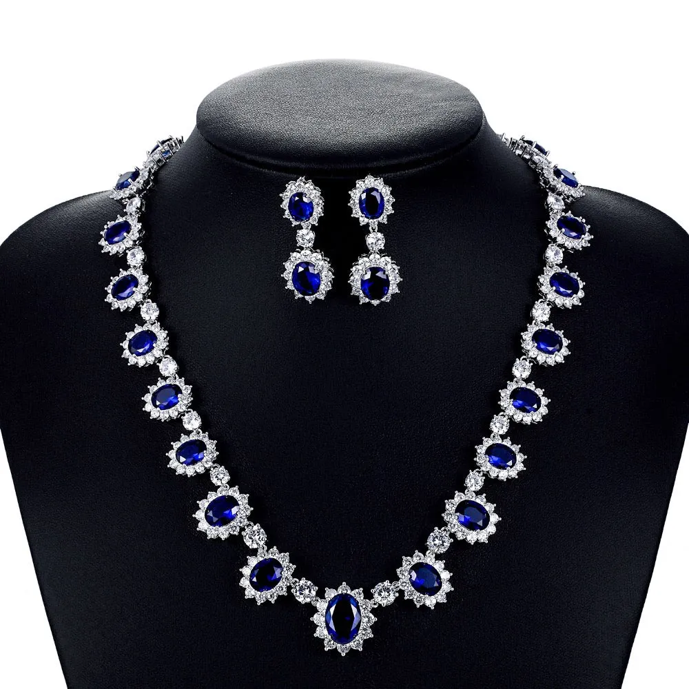 5A Grade Cubic zirconia Bridal Sets, Necklace Earring Set for Wedding CN10142