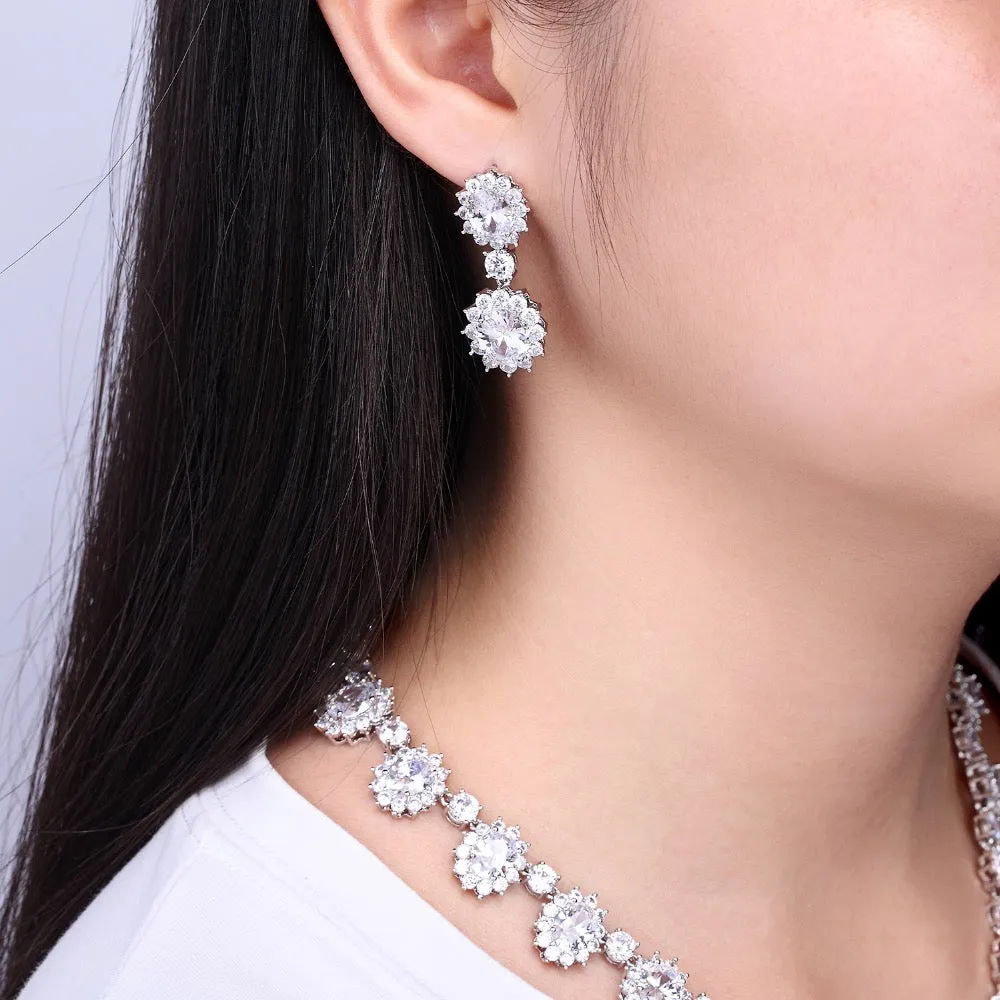 5A Grade Cubic zirconia Bridal Sets, Necklace Earring Set for Wedding CN10142