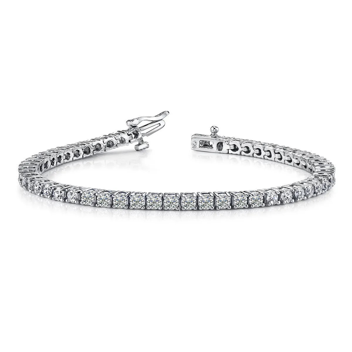 6 Carat Round 14k White Gold 4 Prong Diamond Tennis Bracelet (Classic Quality)