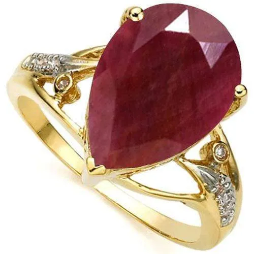 6.0 CT RUBY & DIAMOND 10KT SOLID GOLD RING