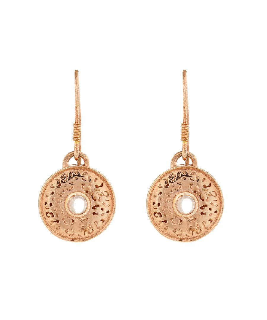 72%  DISCOUNT Handcrafted 18ct Rose Gold vermeil Jaguar pattern drop earrings with Rose Quartz