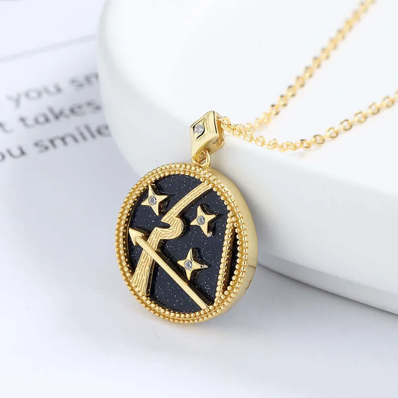 925 Silver Blue Sand Lucky Sagittarius Necklace