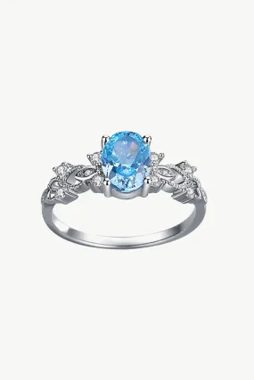 925 Sterling Silver Inlaid Cubic Zirconia Ring