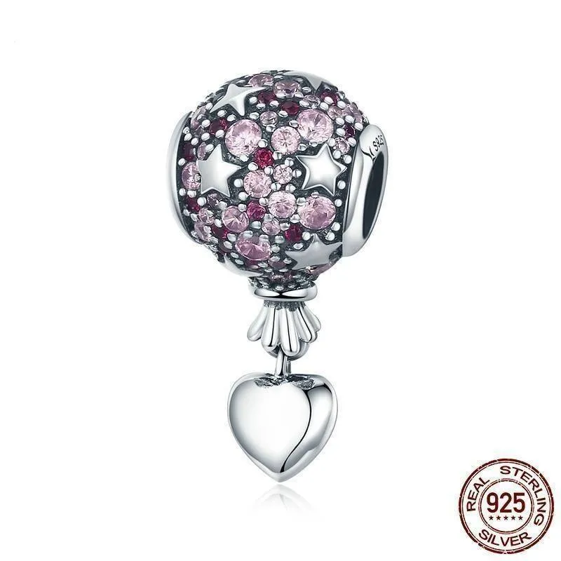 925 Sterling Silver Love Balloon Pendant Charm Jewelry Without Chain