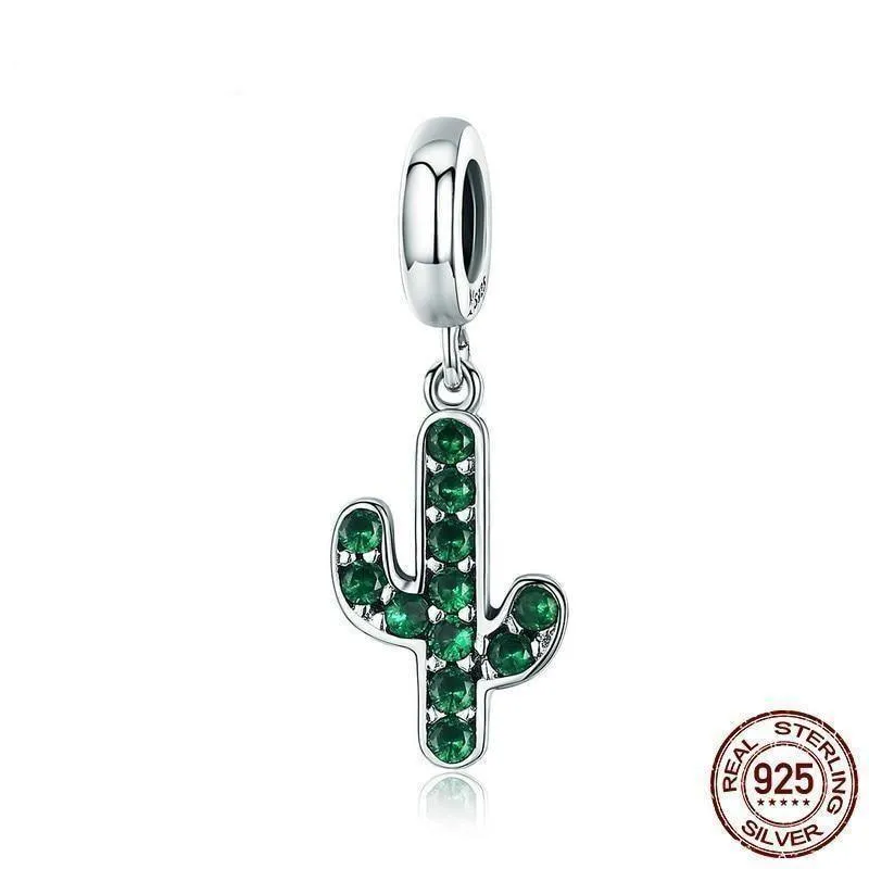 925 Sterling Silver Strong Cactus Pendant Charm Jewelry Without Chain