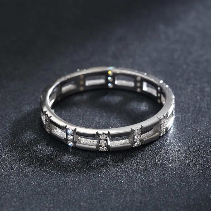 925 Sterling Silver Zircon Overlapping Ring