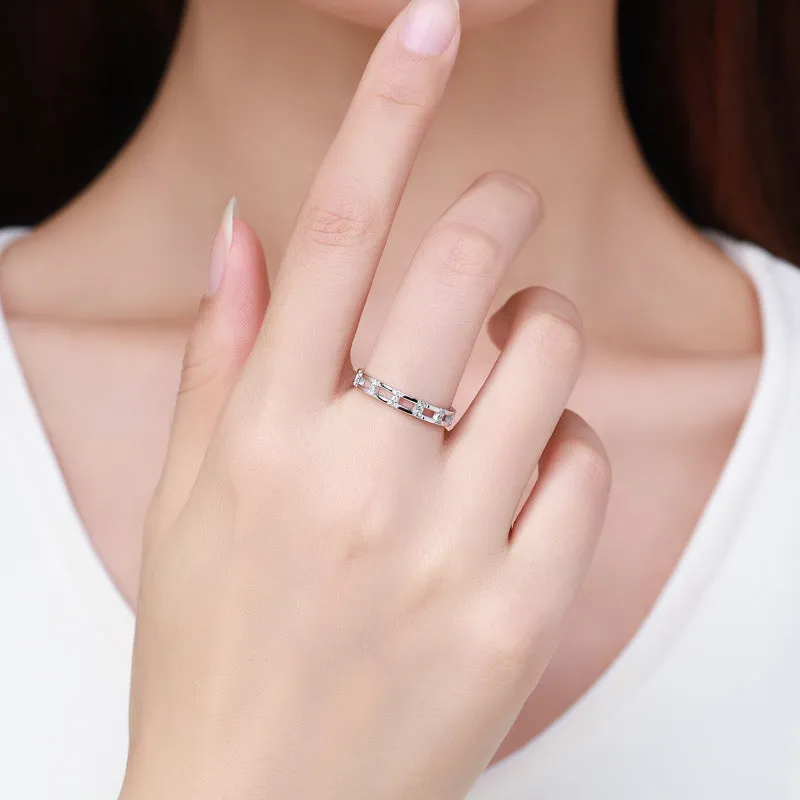 925 Sterling Silver Zircon Overlapping Ring