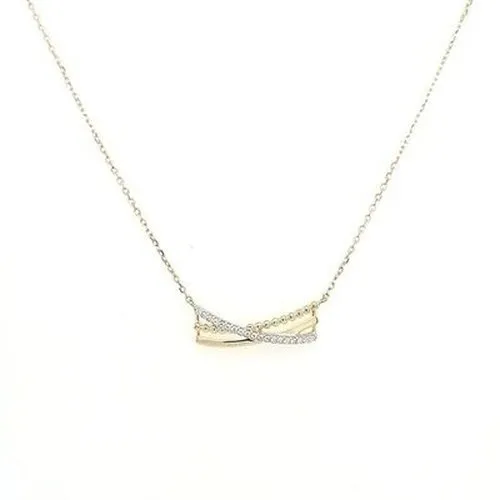 9ct Gold CZ Necklace Crossover Necklace