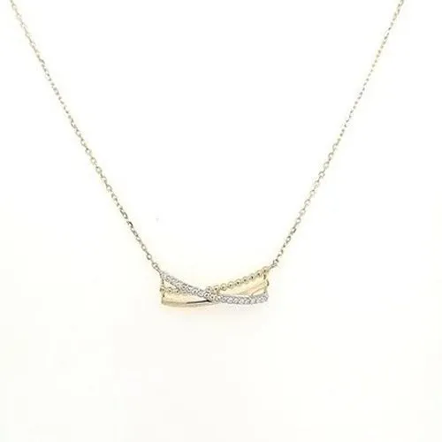 9ct Gold CZ Necklace Crossover Necklace