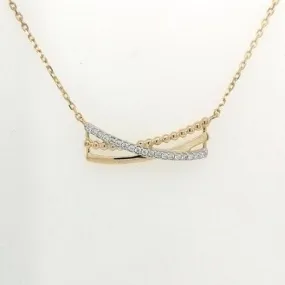 9ct Gold CZ Necklace Crossover Necklace