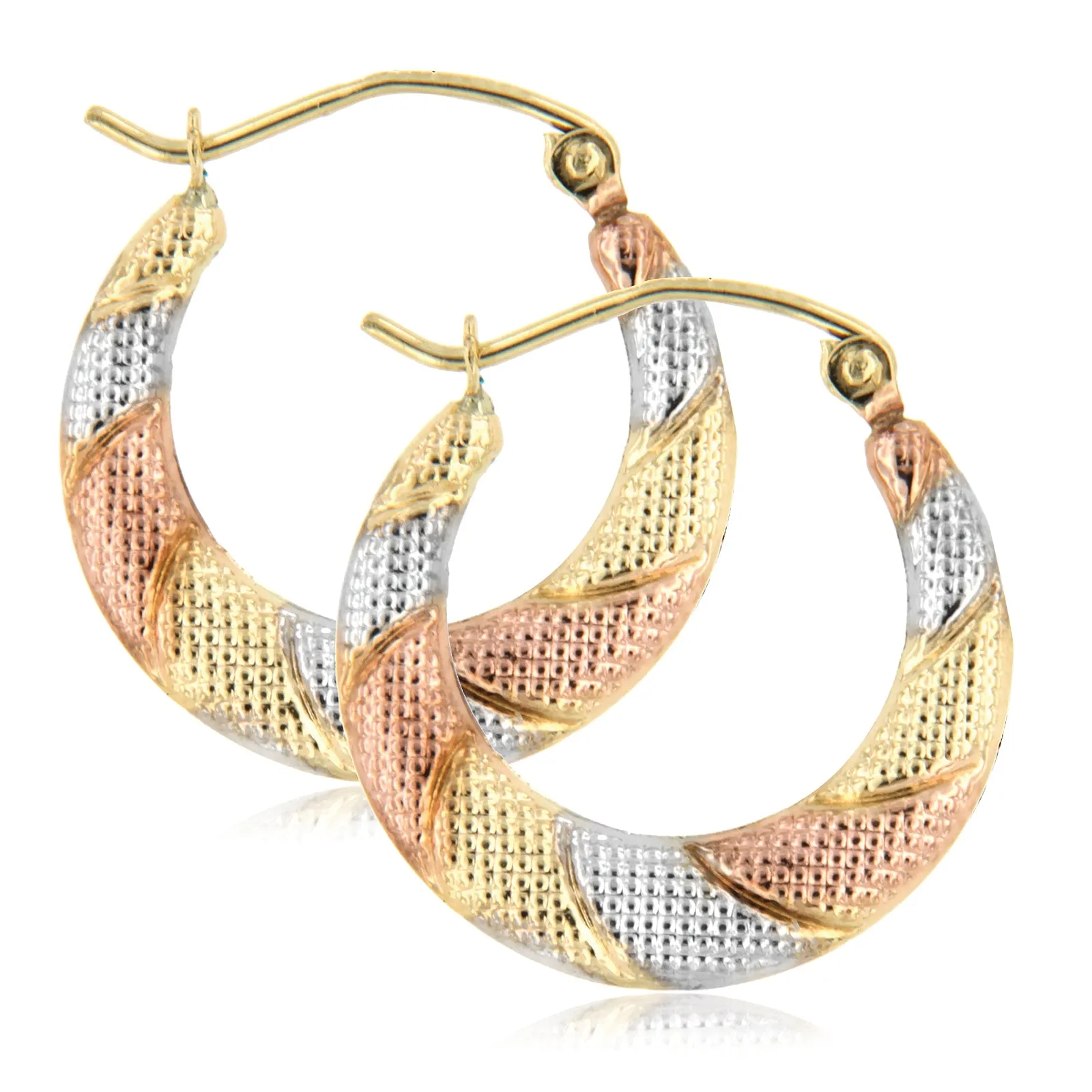 9ct Yellow Gold Silver Filled 18mm Creole Hoop Earrings