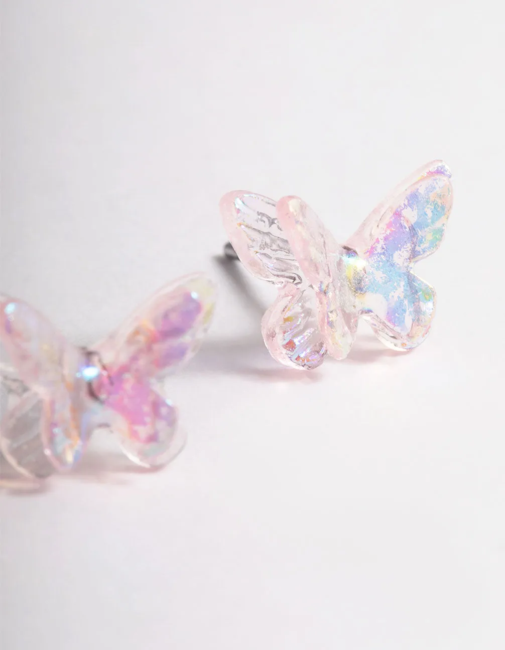 Acrylic Pink Candy Butterfly Stud Earrings