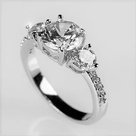 Alba Three Round Stone Engagement Ring | 2.5ct | Cubic Zirconia