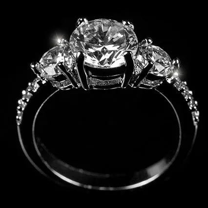 Alba Three Round Stone Engagement Ring | 2.5ct | Cubic Zirconia