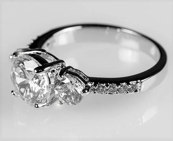 Alba Three Round Stone Engagement Ring | 2.5ct | Cubic Zirconia