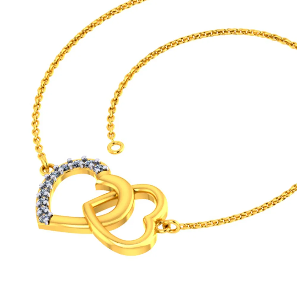 Alluring 14k Gold And Diamond Embellished Heart Loop Designer Bracelet For Women From Diamond Collection Pc Chandra