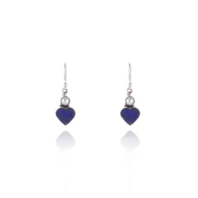 Amelia Lapis Heart Earrings, Sterling Silver