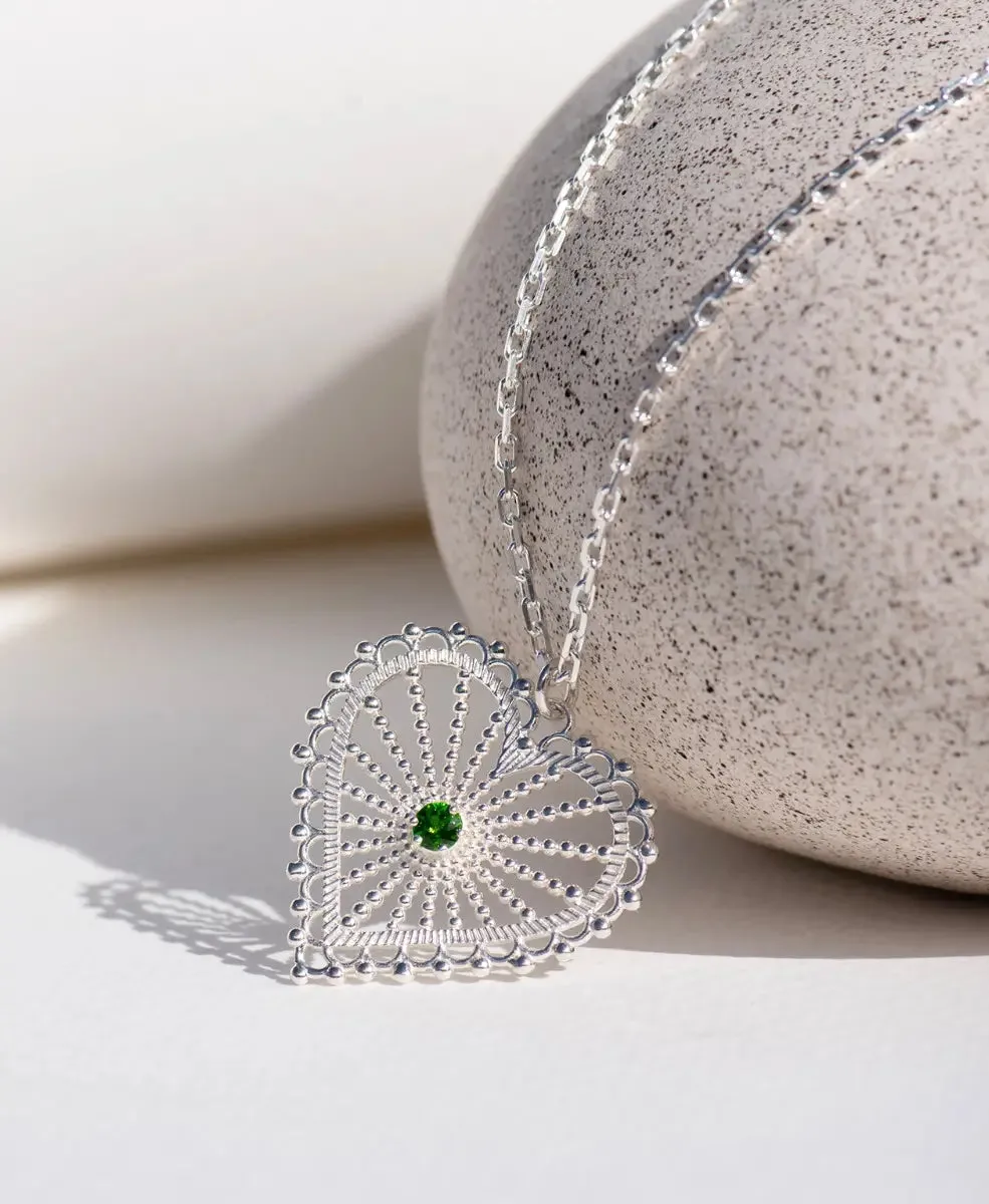 Amor Necklace | Sterling Silver | Chrome Diopside