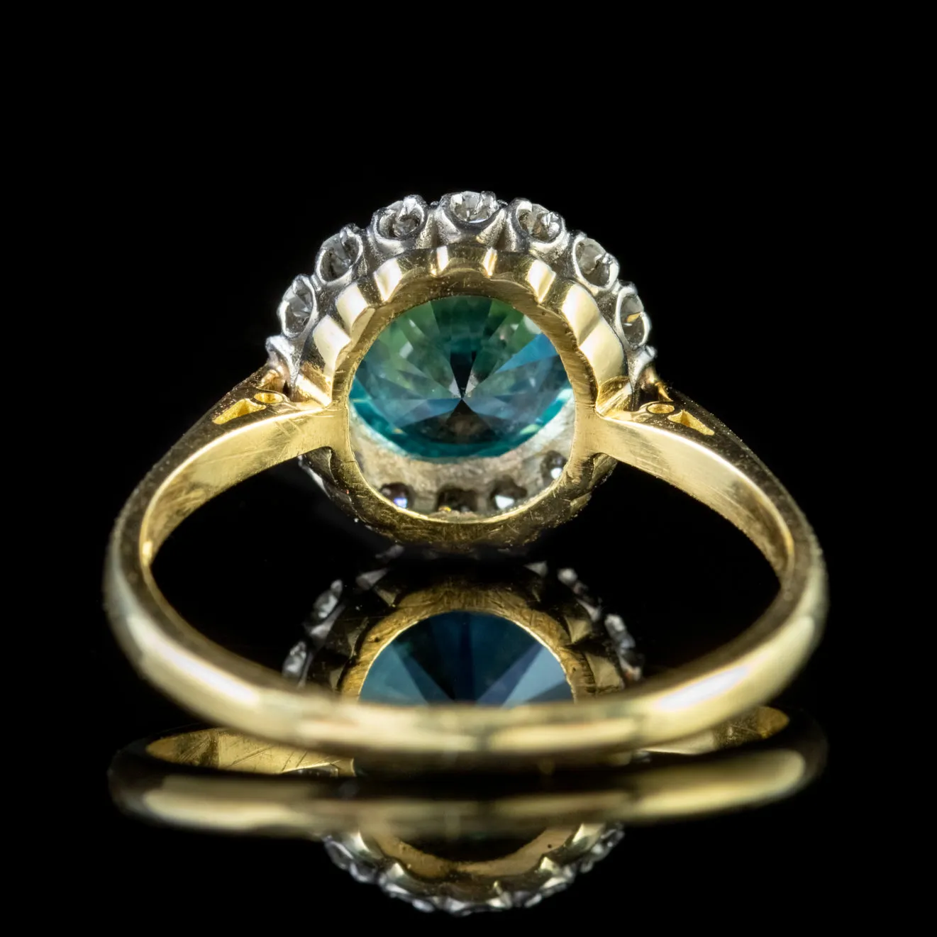 Antique Edwardian Blue Zircon Diamond Ring 2.5Ct Zircon 18Ct Gold Circa 1910