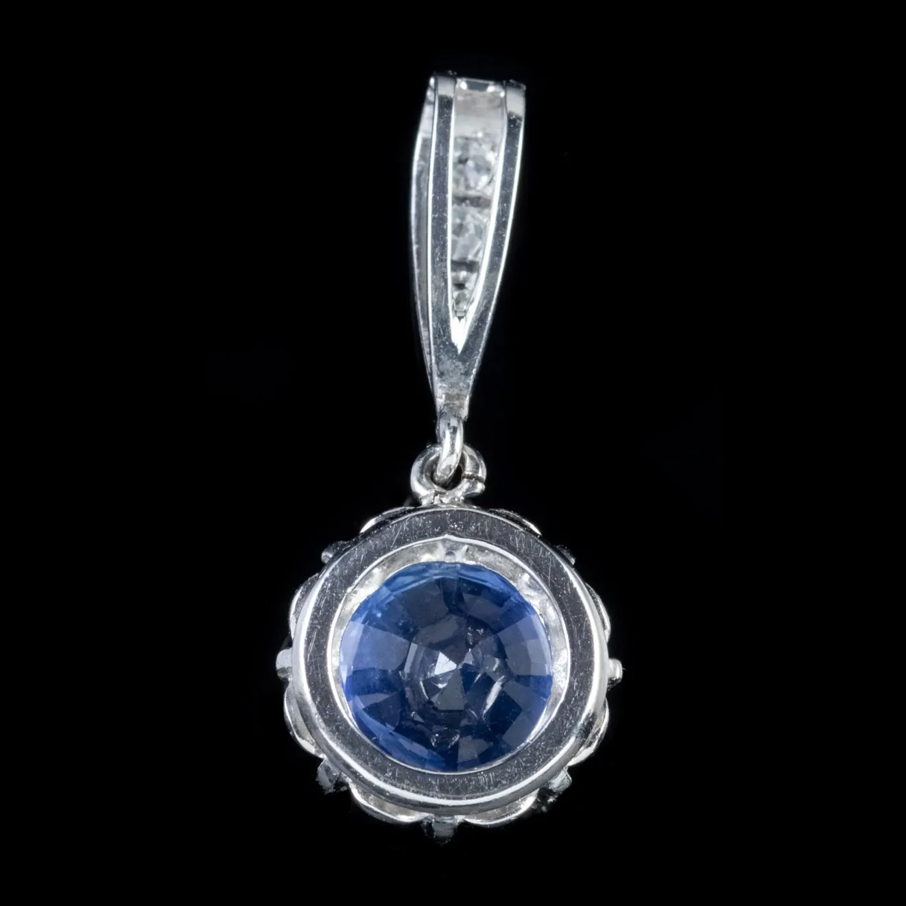 Antique French Sapphire Diamond Pendant Platinum 2Ct Sapphire Circa 1915