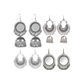 Antique Top & famous Silver Kashmiri Triple Alloy Chandbali Earring, Jhumki Earring ()