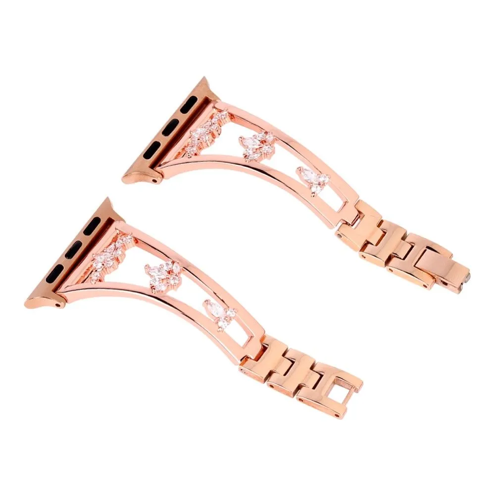 Apple Watch (45mm) zircon décor stainless steel watch strap - Rose Gold