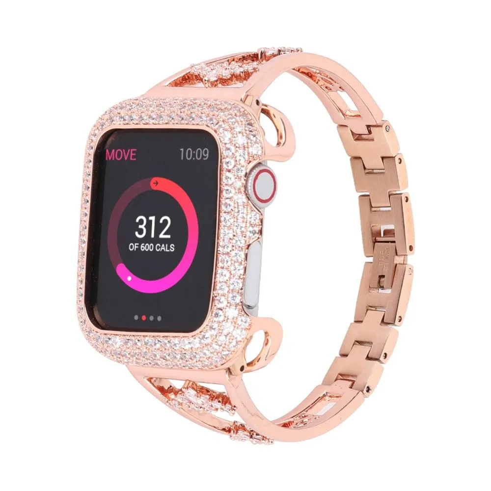 Apple Watch (45mm) zircon décor stainless steel watch strap - Rose Gold