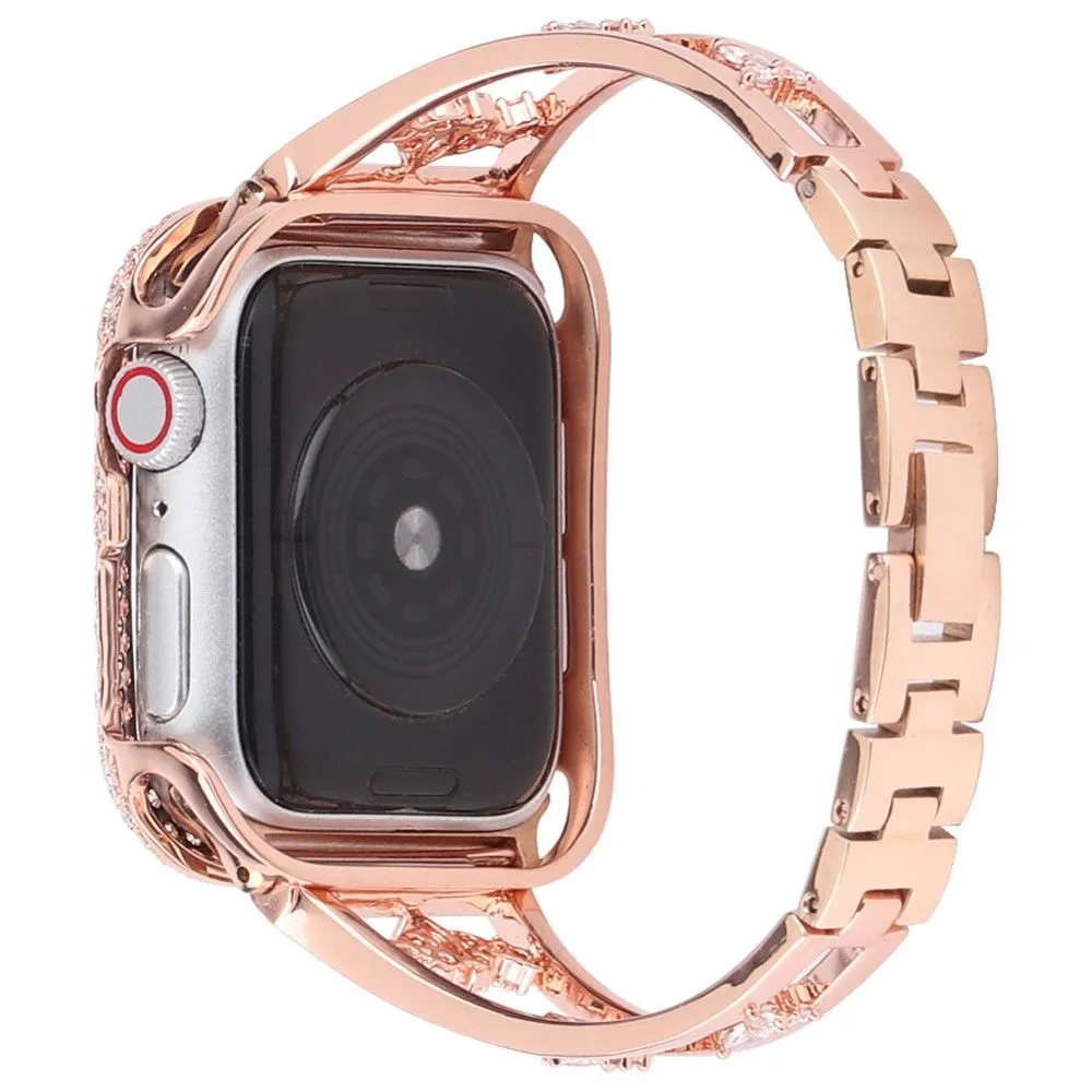 Apple Watch (45mm) zircon décor stainless steel watch strap - Rose Gold