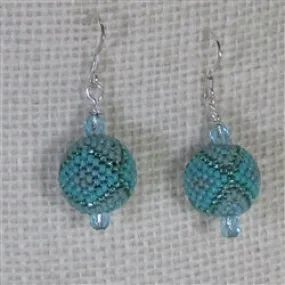 Aqua Handmade Beaded Seed Bead Earrings