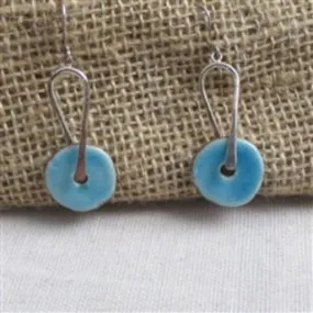 Aqua Raku Glazed Handmade Earrings