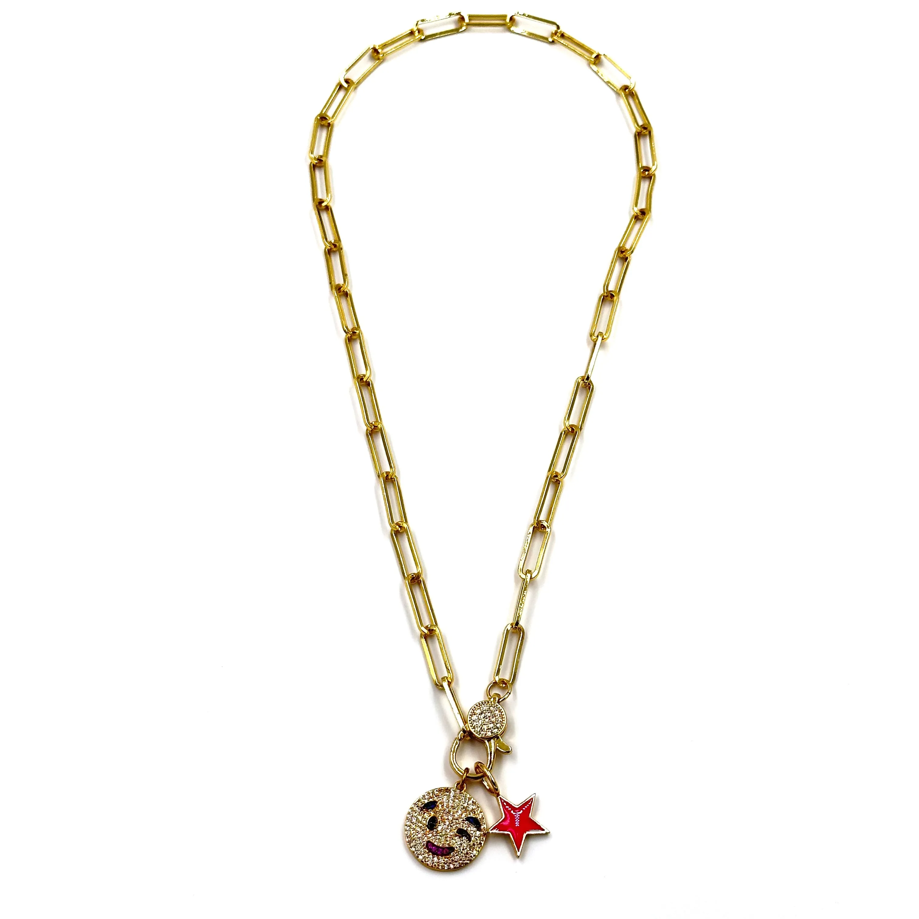 Ashley Gold Stainless Steel Gold Plated "Happy Days" Necklace