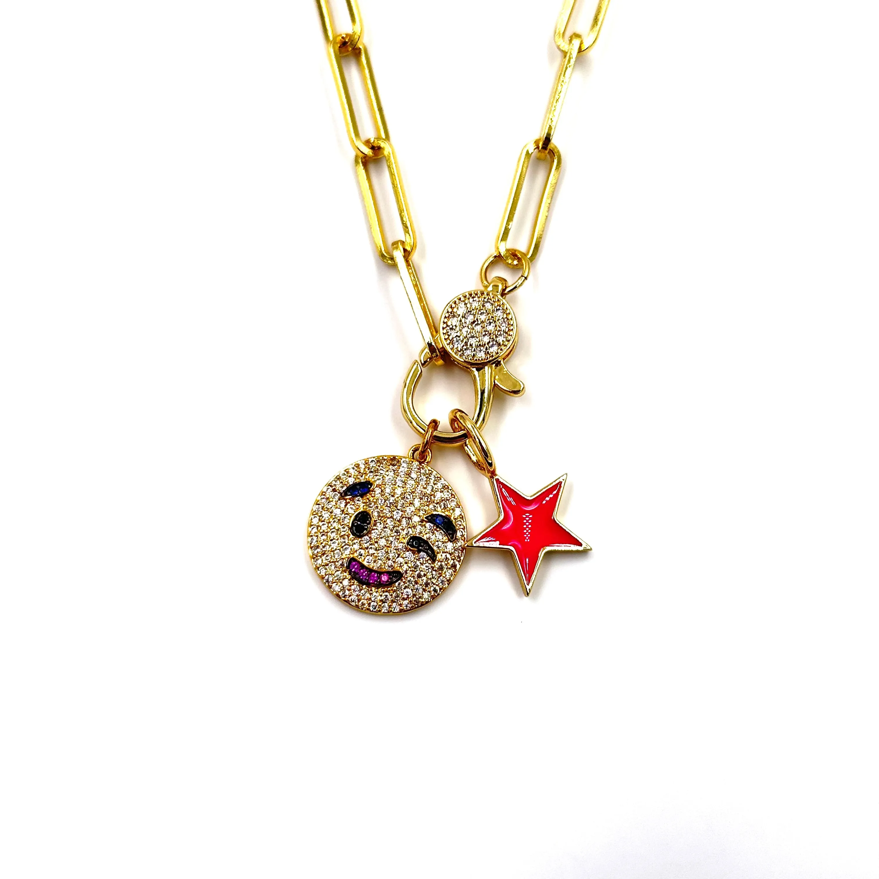 Ashley Gold Stainless Steel Gold Plated "Happy Days" Necklace