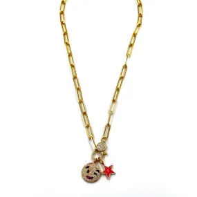 Ashley Gold Stainless Steel Gold Plated "Happy Days" Necklace